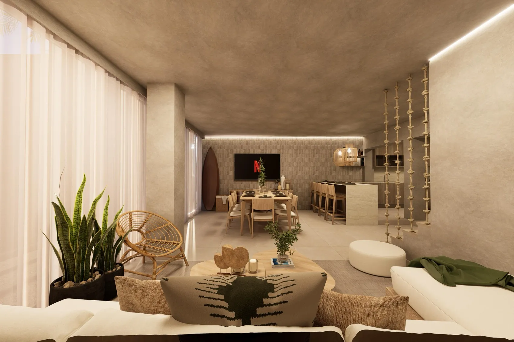 Sala de Estar Minimalista Orgánica